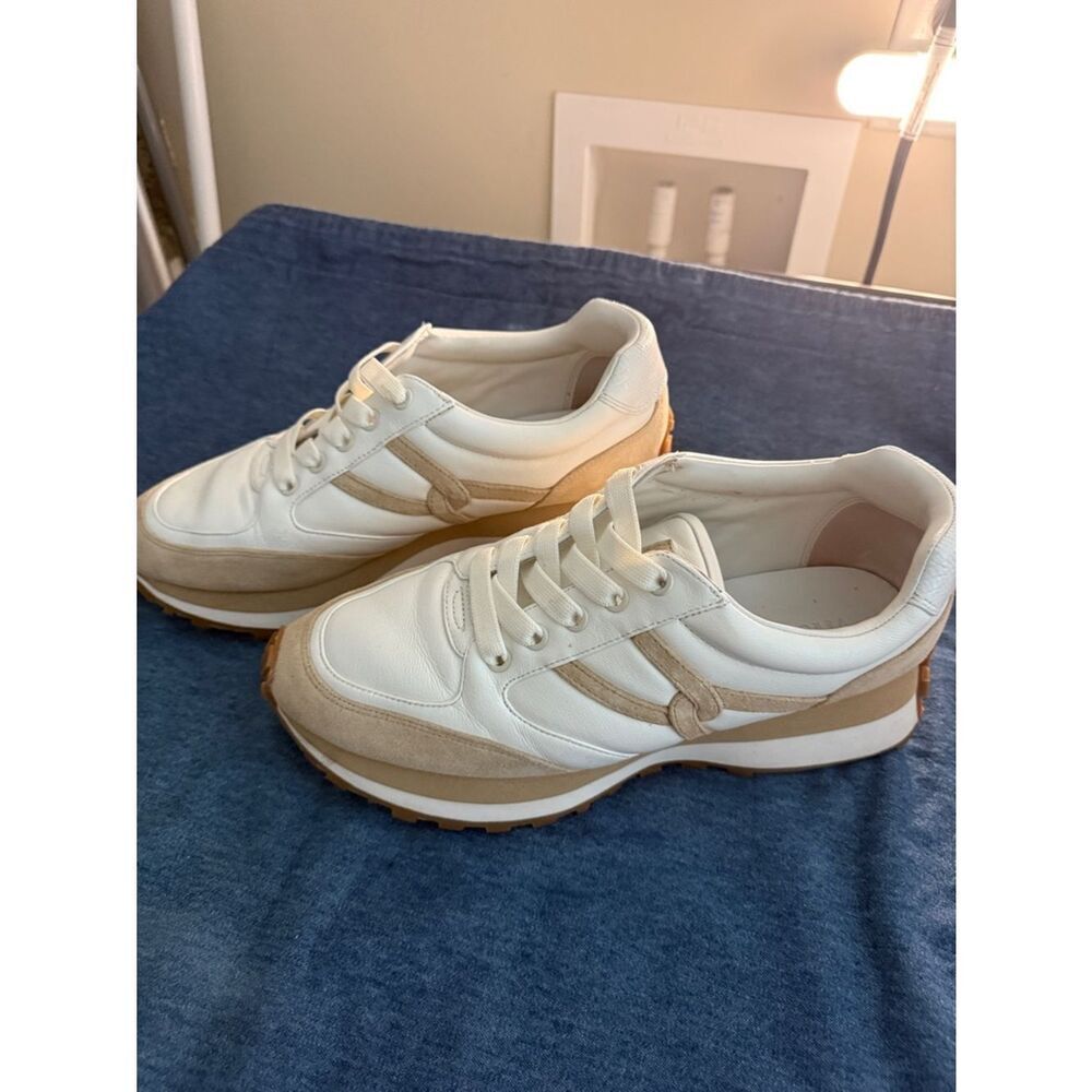 Veronica Beard Cream & Beige Retro Runner Sneakers